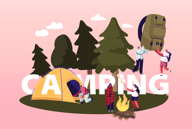 露营概念人物花时间在夏天图片下载