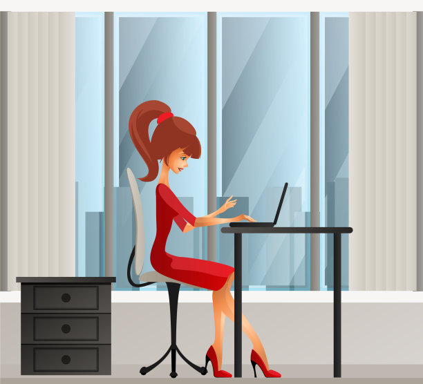 年轻的秘书或女商人坐着图片下载