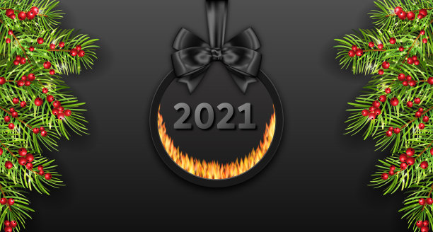 2021年新年快乐的黑色卡片图片下载