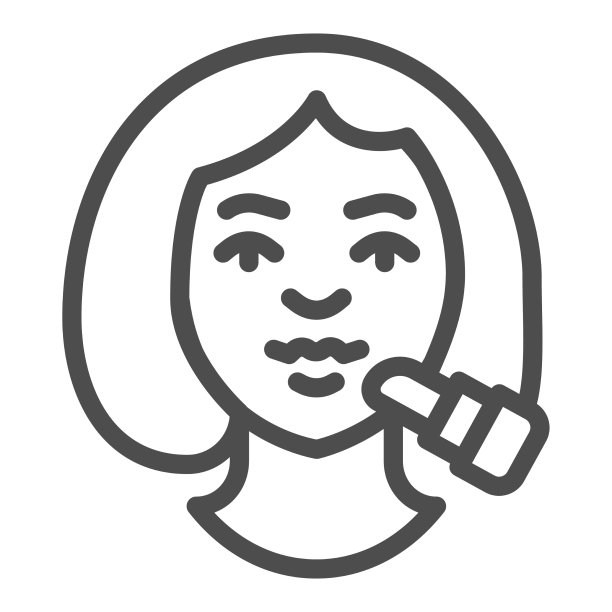 口红和女孩的脸线图标化妆图片下载