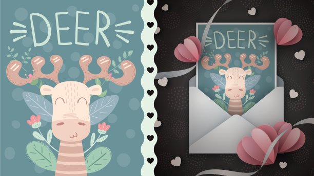 大鹿——贺卡的创意图片下载