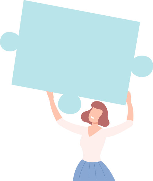 年轻女子连接拼图元素女孩图片下载