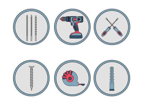 一组图标从建筑工具大头针图片下载