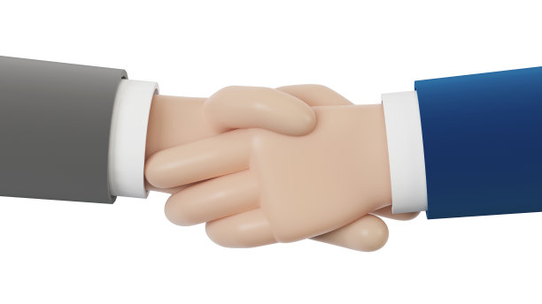 业务合作伙伴握手。3D插图卡通风格。图片下载