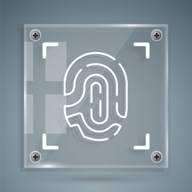 白色指纹图标孤立在灰色背景图片下载