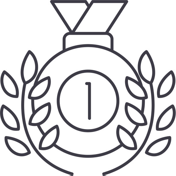 奖牌图标线性孤立薄图片下载