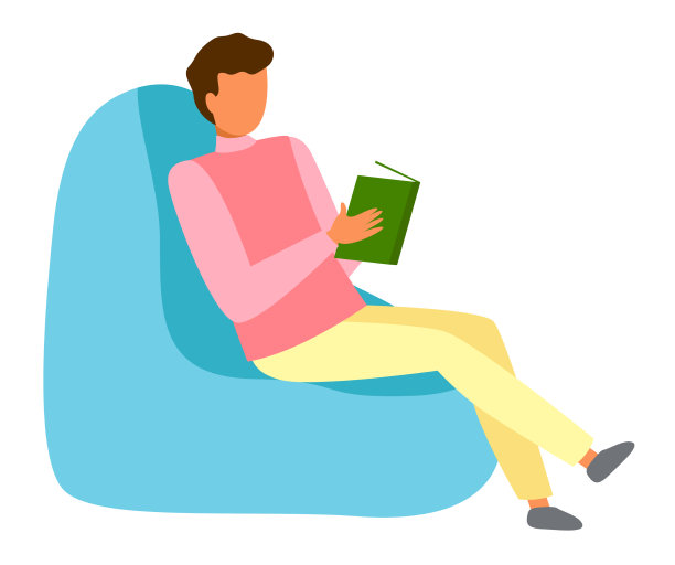 年轻人正坐在椅子上看书图片下载
