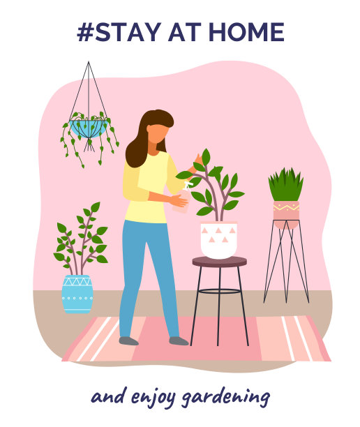 呆在家里，享受园艺女人的照顾图片下载