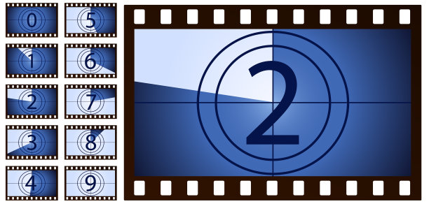 复古电影倒计时蓝色的白色背景图片下载