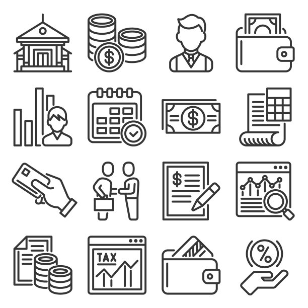银行业务和金融图标集图片下载