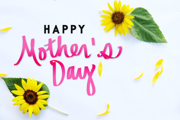 母亲节快乐横幅上的白色背景图片下载