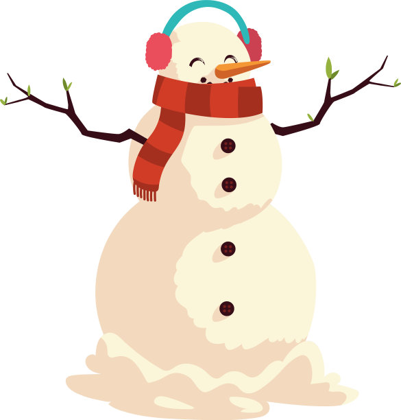 雪人带着耳套和围巾的卡通人物图片下载