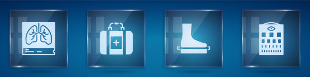 放置肺部x光急救箱平足和眼睛图片下载