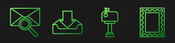 用放大镜设置直线邮箱信封图片下载