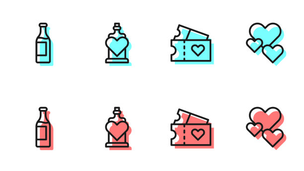 设行爱情票，红酒瓶瓶配图片下载