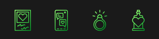 设置线钻石订婚戒指相框和图片下载