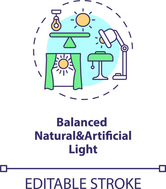 平衡的自然和人工光概念图标图片下载