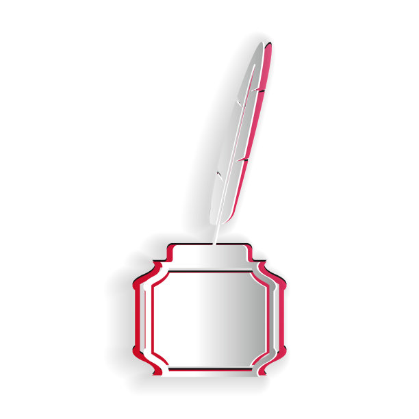 纸切割羽毛和墨井图标隔离上图片下载