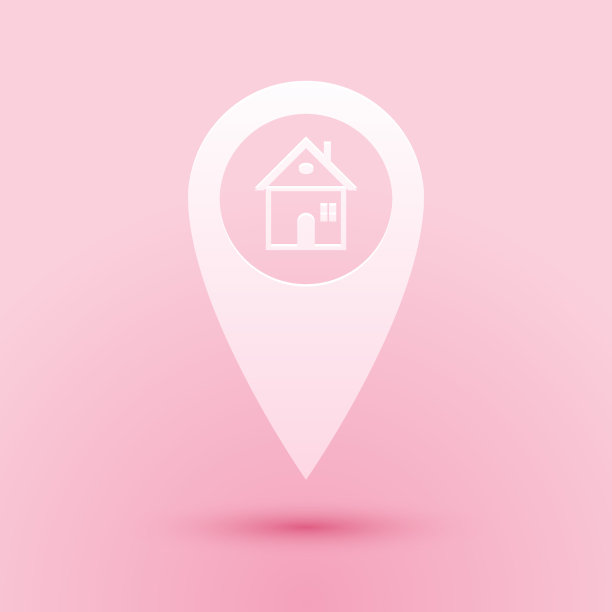 剪纸地图指针与房子图标隔离图片下载