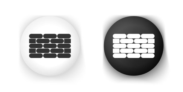 黑白砖块图标孤立在白色上图片下载