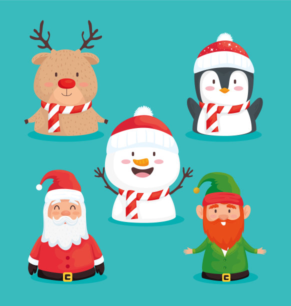 捆绑五个圣诞快乐的图标图片下载