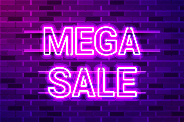 大减价的紫色霓虹灯招牌图片下载