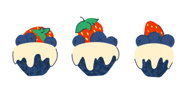 生日或节日用的玻璃纸杯蛋糕。用蓝莓和草莓装饰。在白色背景上孤立的物体。向量图片下载