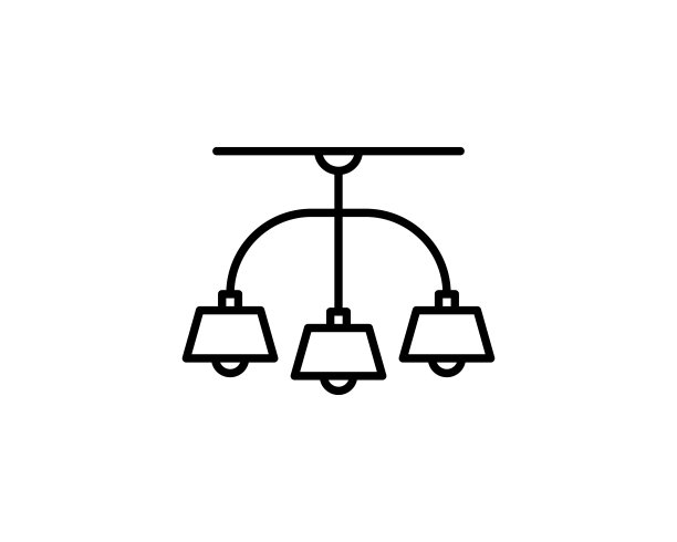 矢量插画的现代天花板灯。方形吊灯的线条图标。家庭和办公室照明。在白色背景上孤立的物体。图片下载