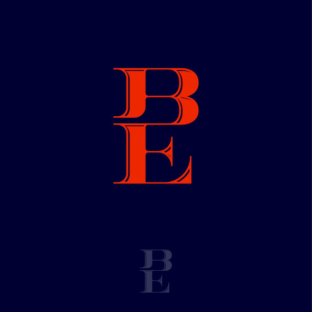 B和E红色字母。B, E组合成字母。溢价会徽。图片下载