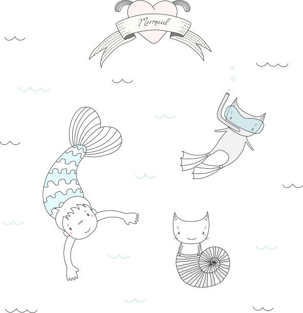 美人鱼和猫图片下载