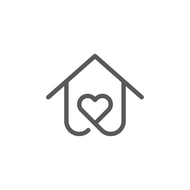 房子带有心形图标，象征孤立在白色上图片下载