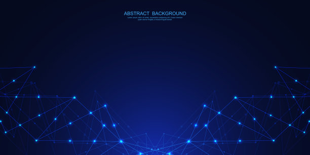 抽象的技术背景与连接点和线。全球网络连接，数字技术和通信概念。图片下载