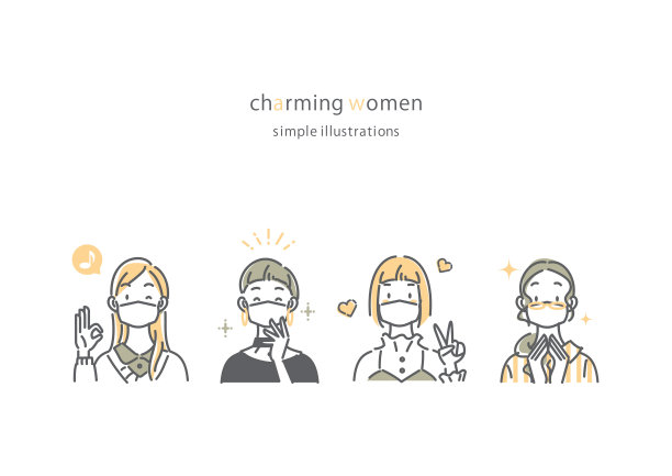 简单自然的女性设置，剪贴艺术，双色图片下载