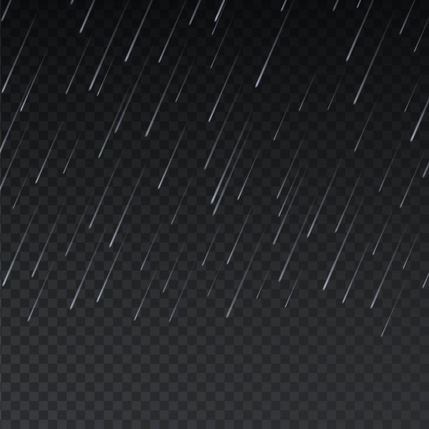 现实的雨。雨的纹理上透明的背景。倾盆大雨的影响。纯净水的天然溪流。雨滴从天空落下。秋天的天气。矢量湿气候模型图片下载