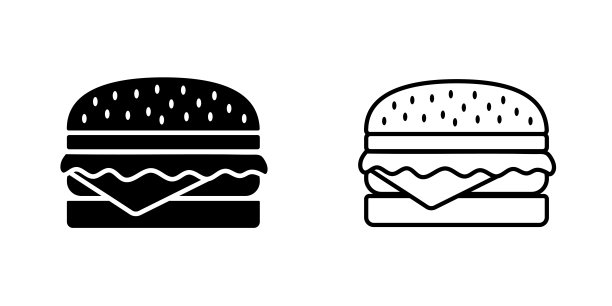 一套汉堡汉堡标志图标设计图片下载