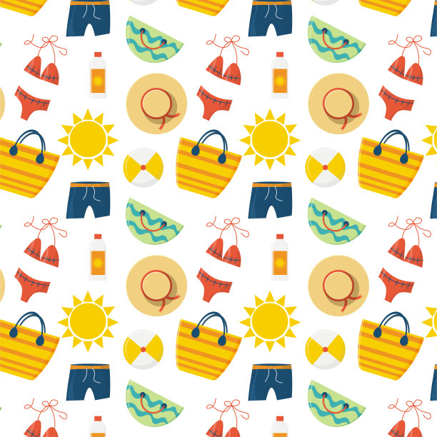 色彩缤纷的夏季无缝图案与热带水果和冰淇淋。矢量图图片下载