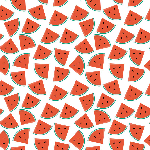 无缝的西瓜模式。白色背景上的西瓜微笑字符的儿童产品的欢快设计。矢量插图。图片下载