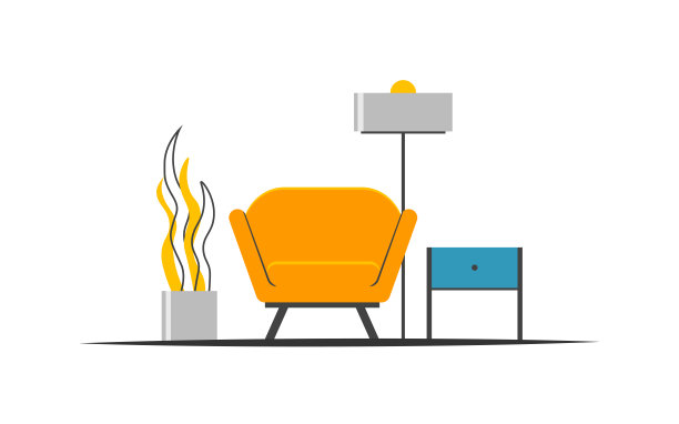 美丽的插画概念设计。北欧室内。北欧风格。房间内部。优雅的装饰。图片下载