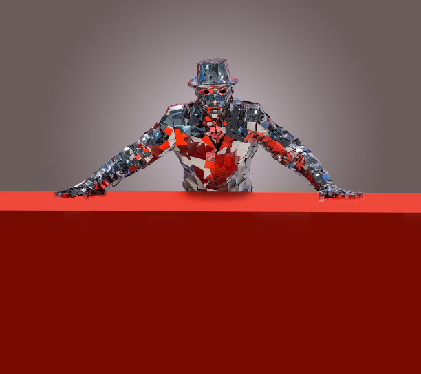 穿着镜子做成的衣服的人体模型图片下载