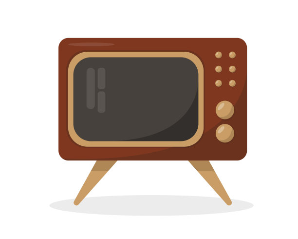 复古或老式电视上的白色背景图片下载