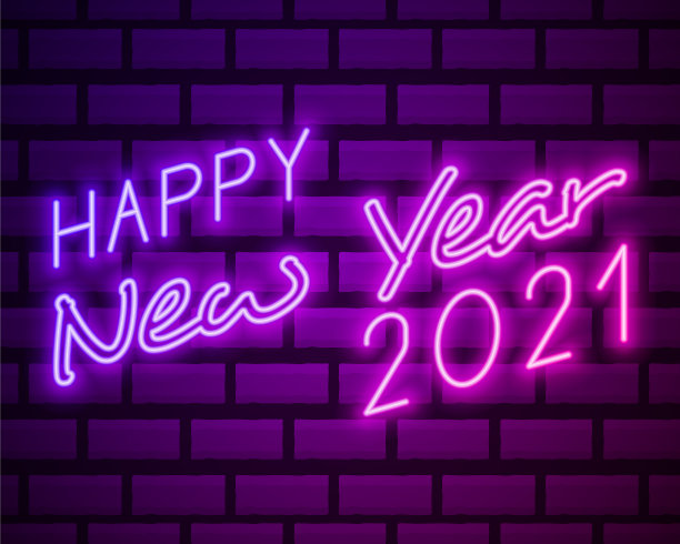 2021霓虹文字2021新年设计模板图片下载