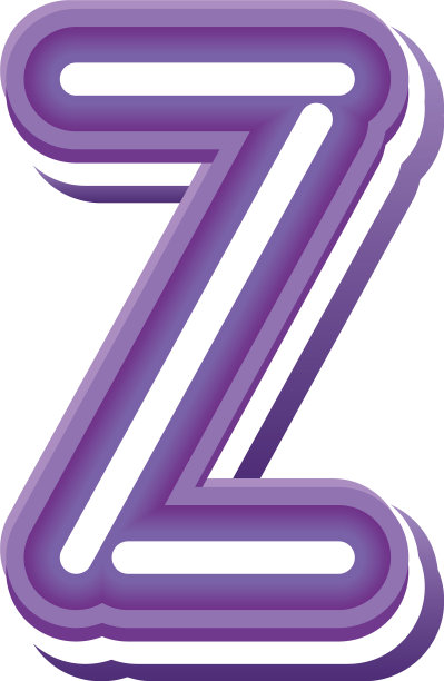 字母z，紫色霓虹字体图片下载