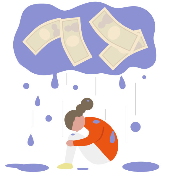 女性的向量担心钱图片下载