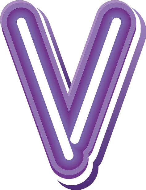 紫色霓虹字体中的字母v图片下载
