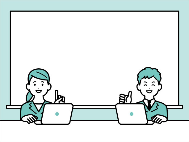 插图背景的一个商人在电脑上工作在一个西装和一个白板。图片下载