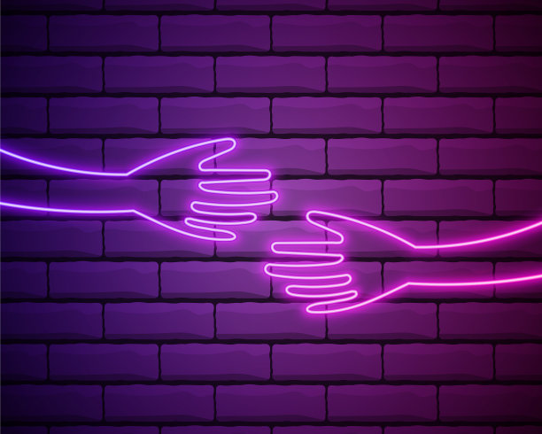 拥抱双手霓虹图标霓虹拥抱双手孤立图片下载