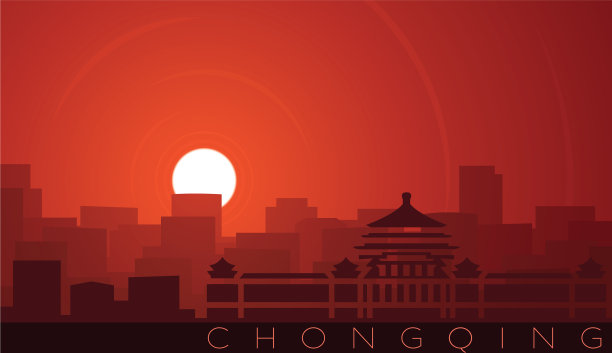 重庆低太阳天际线景色图片下载