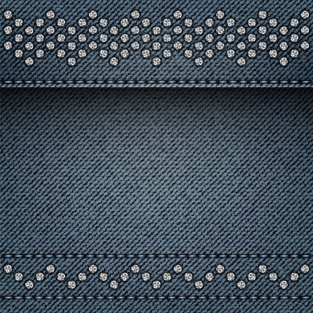 蓝色牛仔布背景与缝线和银色图片下载