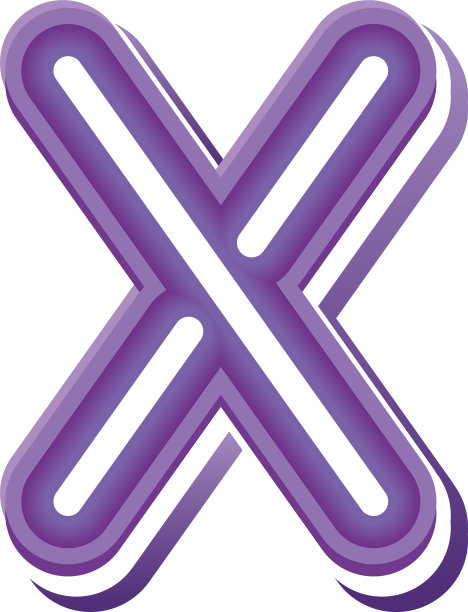 字母x用紫色霓虹字体表示图片下载