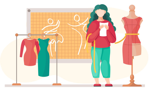 女人检查一个人体模型与红色纺织品图片下载